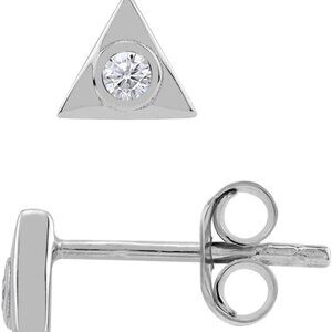 Extra Petite White or Yellow Gold Plated Silver Triangle Stud Earrings, Minimali